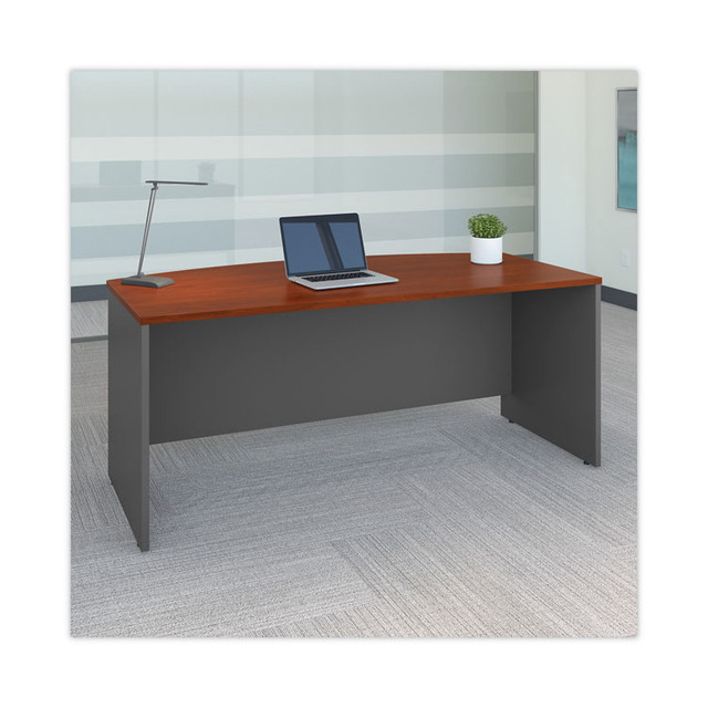 BUSH INDUSTRIES WC24446 Series C Collection Bow Front Desk, 71.13" x 36.13" x 29.88", Hansen Cherry/Graphite Gray