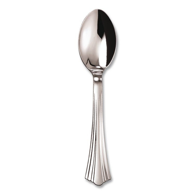 WNA, INC. REF320SPPK Reflections Heavyweight Plastic Utensils, Spoon, Silver, 40/Pack