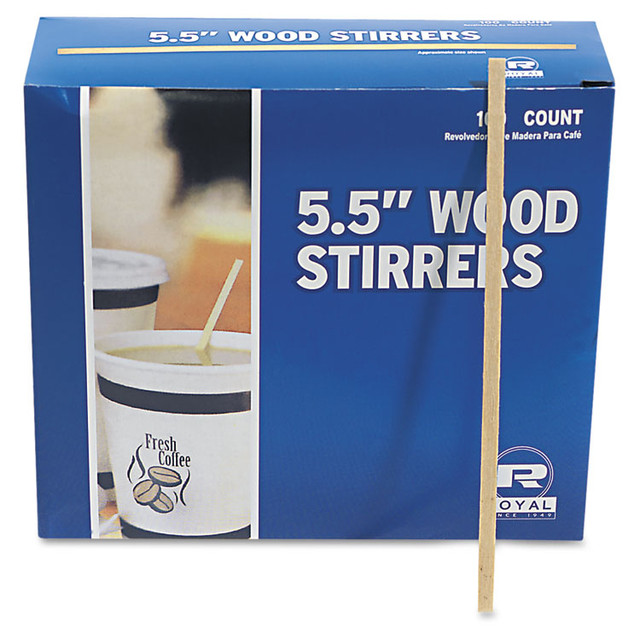 AMERCAREROYAL R810CT Wood Coffee Stirrers, 5.5", 10,000/Carton