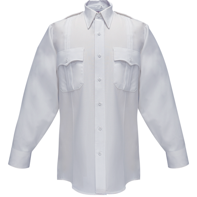 Flying Cross 35W54 00 17.5 34 Duro Poplin Long Sleeve Shirt w/ Sewn-In Creases