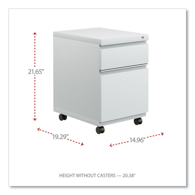 ALERA PBBFLG File Pedestal with Full-Length Pull, Left or Right, 2-Drawers: Box/File, Legal/Letter, Light Gray, 14.96" x 19.29" x 21.65"