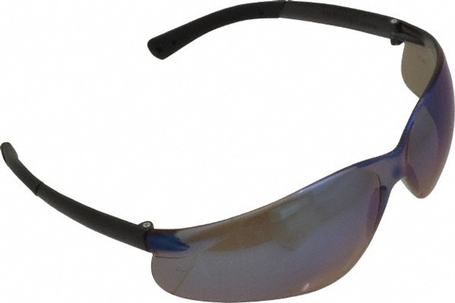 MCR Safety BK118 Safety Glass: Scratch-Resistant, Polycarbonate, Blue Mirror Lenses, Frameless, UV Protection