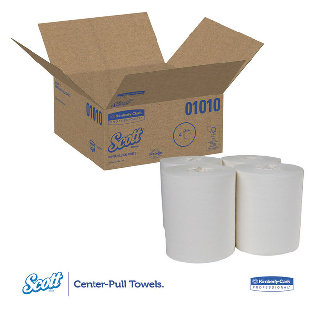 KIMBERLY-CLARK PROFESSIONAL Scott® 01010 Essential Center-Pull Towels, Absorbency Pockets, 2-Ply, 8 x 15, White, 500/Roll, 4 Rolls/Carton
