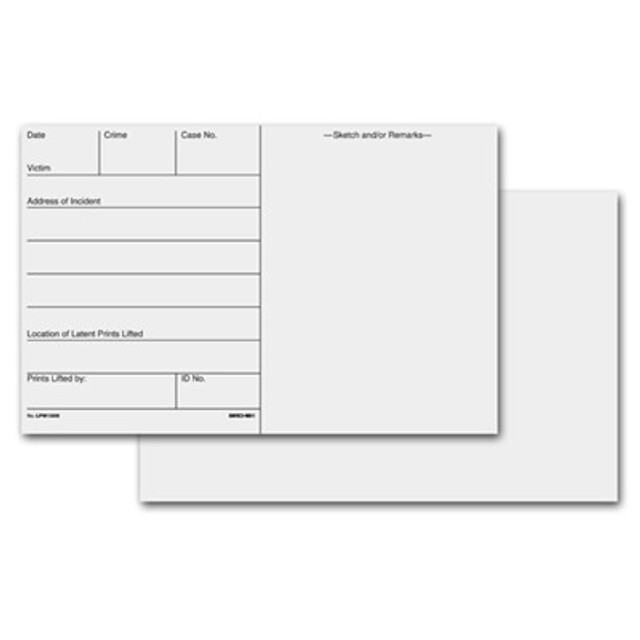 Sirchie LPW1505 Lifted Print Backing/Sketch/Record Cards White 5 1/2 in x 8 1/2 in