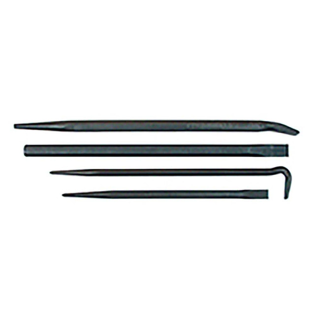 Mayhew 76284 Pry Bar Sets; Type: Pry Bar Set; Number of Pieces: 4; Overall Length: 25 in; Bar Shape: Hex; Head Width: 0.88 in; Includes: 16 in Rolling Head Pry Bar; 14 in, 20 in Line-Up Pry Bar; 7/8 in x 18 in Cold Chisel; PSC Code: 5110; Overall Length (Inch): 25 in;