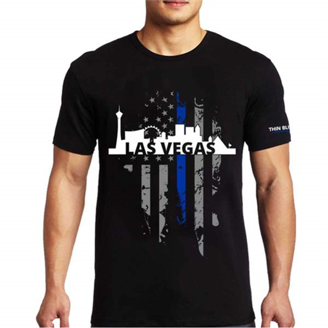 Thin Blue Line VEGAS-LRG-TBL-SHIRT-BLK-XS T-Shirt, Vegas Large, Thin Blue Line