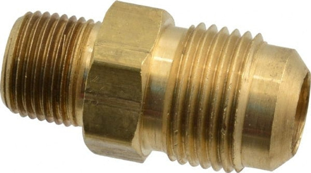 Parker 48F-10-6 Brass Flared Tube Connector: 5/8" Tube OD, 3/8-18 Thread, 45 ° Flared Angle