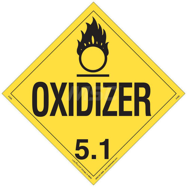 Labelmaster Z-EZ6 DOT Placards & Holders; Legend: Oxidizer ; Material: Vinyl ; Legend Color: Yellow ; Placard Coating: UV ; Language: English