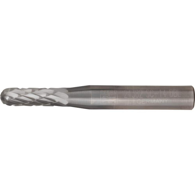 PFERD 21724382 Abrasive Bur: SC-14, 3/16" Cut Dia, Ball Nose Cylinder, Double Cut