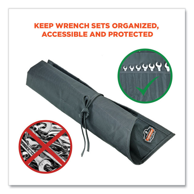 TENACIOUS HOLDINGS, INC. ergodyne® 13772 Arsenal 5872 Wrench Roll-Up, 14 Compartments, 26 x 22, Polyester, Gray