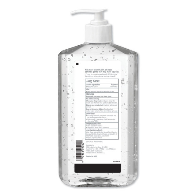 GO-JO INDUSTRIES PURELL® 3023-12EA Advanced Hand Sanitizer Refreshing Gel, 20 oz Pump Bottle, Clean Scent