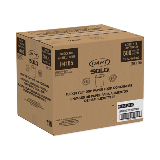 DART SOLO® H4165SYM Flexstyle Double Poly Paper Containers, 16 oz, Symphony Design, Paper, 25/Pack, 20 Packs/Carton