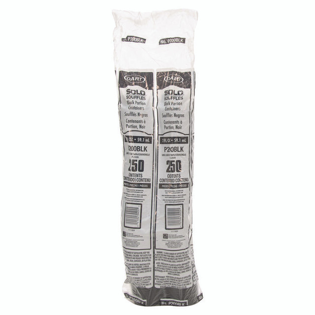 DART P200BLK Polystyrene Portion Cups, 2 oz, Black, 250/Bag, 10 Bags/Carton