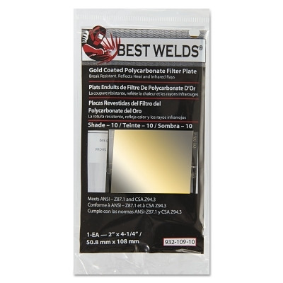 ORS Nasco Best Welds Gold Coated Filter Plate, Gold/10, 2 in x 4.25 in, Polycarbonate