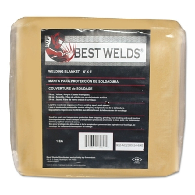 ORS Nasco Best Welds Welding Blanket, 6 ft X 6 ft, Fiberglass, Yellow, 23 oz