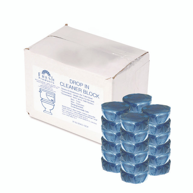 FRESH PRODUCTS 24-DIFCT Drop-In Tank Non-Para Cleaner Block, Unscented, Blue, 24/Box, 3 Boxes/Carton