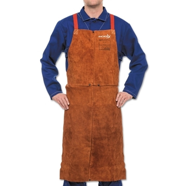 ORS Nasco Best Welds 400 Premium Side Split Cowhide Leather Bib Apron, 24 in W, 36 in L, Lava Brown