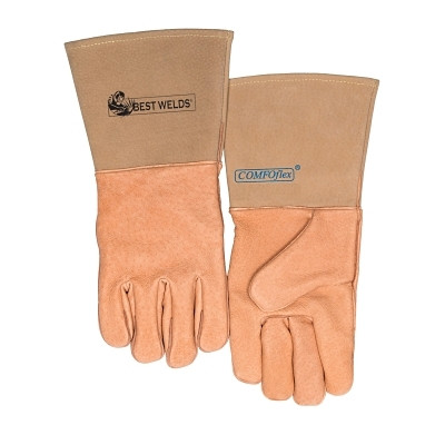 ORS Nasco Best Welds Specialty Welding Gloves, Top Grain Pigskin, Large, Gold