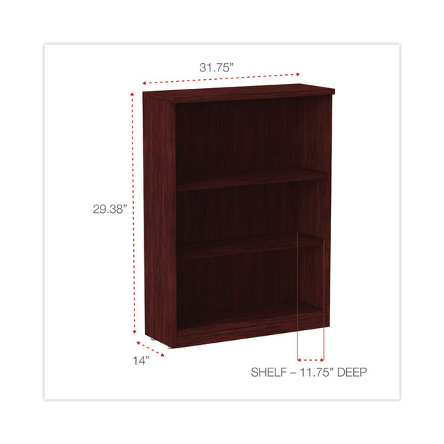 ALERA VA63-4432MY Alera Valencia Series Bookcase, Three-Shelf, 31.75w x 14d x 39.38h, Mahogany