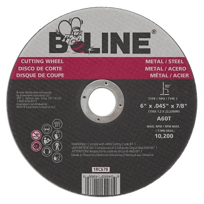 ORS Nasco B-Line Abrasives Cutting Wheel, 6 in dia, 0.045 in Thick, 7/8 in Arbor, 60 Grit, Aluminum Oxide