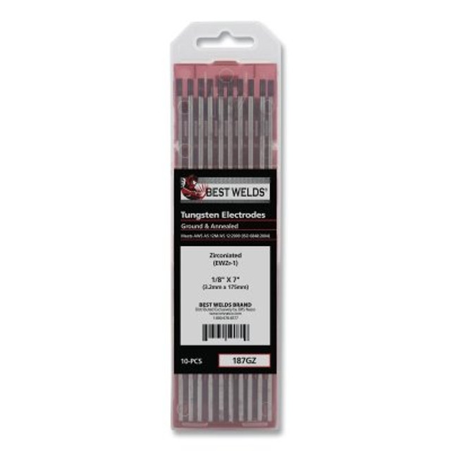 ORS Nasco Best Welds Zirconiated Ground Tungsten Electrode, 1/8 in dia x 7 in L, 10 PK ORS Nasco Best Welds Zirconiated Ground Tungsten Electrode, 1/8 in dia x 7 in L, 10 PK