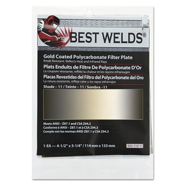 ORS Nasco Best Welds Gold Coated Filter Plate, Gold/11, 4-1/2 in x 5-1/4 in, Polycarbonate ORS Nasco Best Welds Gold Coated Filter Plate, Gold/11, 4-1/2 in x 5-1/4 in, Polycarbonate