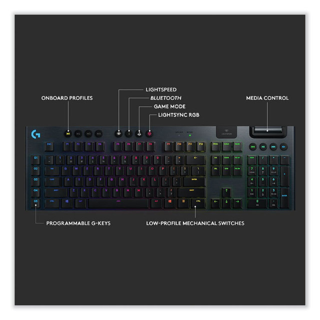 LOGITECH, INC. 920008954 G915 LIGHTSPEED Wireless RGB Mechanical Gaming Keyboard, Linear Switch, Black
