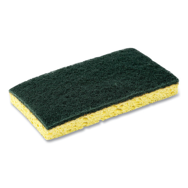 AMERCAREROYAL S740C/20 Heavy-Duty Scrubbing Sponge, 3.5 x 6, 0.85" Thick, Yellow/Green, 20/Carton