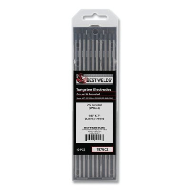 ORS Nasco Best Welds 187GC2 2% Ceriated Ground Tungsten Electrode, 1/8 in x 7 in, 10 PK