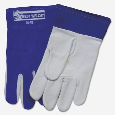 ORS Nasco Best Welds TIG Welding Gloves, Capeskin/Split Cowhide, Large, Blue/White