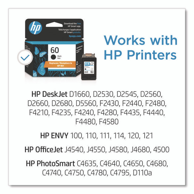HP INC CC640WN HP 60, (CC640WN) Black Original Ink Cartridge