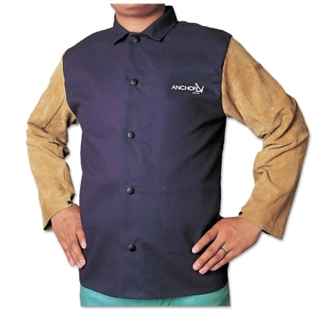 ORS Nasco Best Welds Leather/FR Sateen Combo Jacket, Large, Blue/Tan