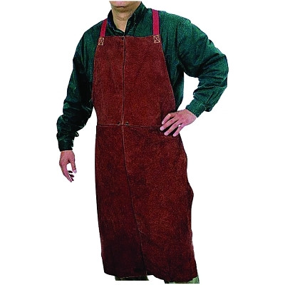 ORS Nasco Best Welds Premium Side Split Cowhide Leather Bib Apron, 24 in W, 42 in L, Lava Brown