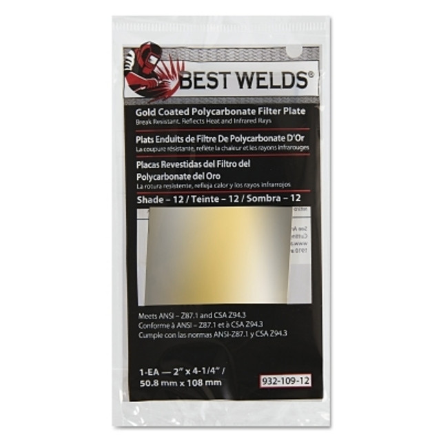 ORS Nasco Best Welds Gold Coated Filter Plate, Gold/12, 2 in x 4.25 in, Polycarbonate