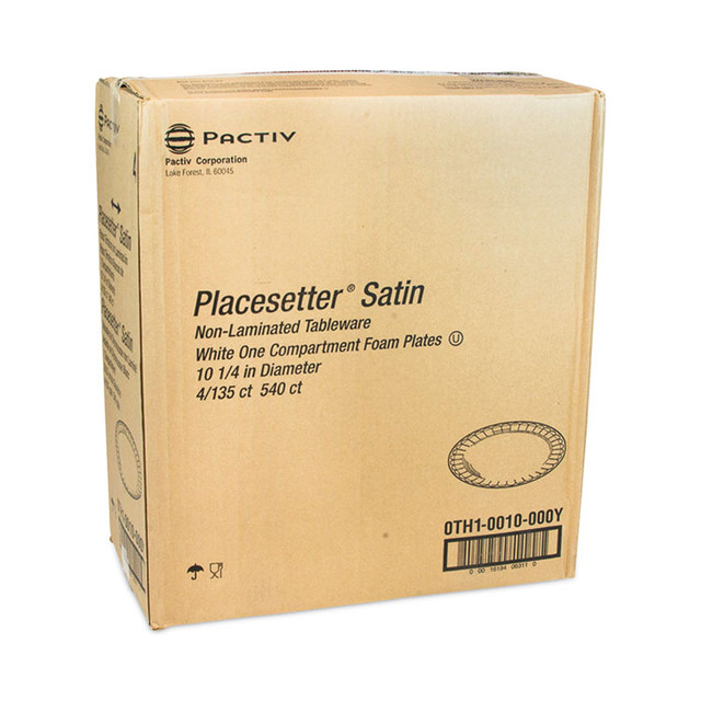 PACTIV EVERGREEN CORPORATION 0TH10010000Y Placesetter Satin Non-Laminated Foam Dinnerware, Plate, 10.25" dia, White, 540/Carton
