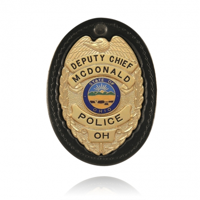 Boston Leather 700-4040 Oval Recessed Badge Holder with Clip Boston Leather 700-4040 Oval Recessed Badge Holder with Clip