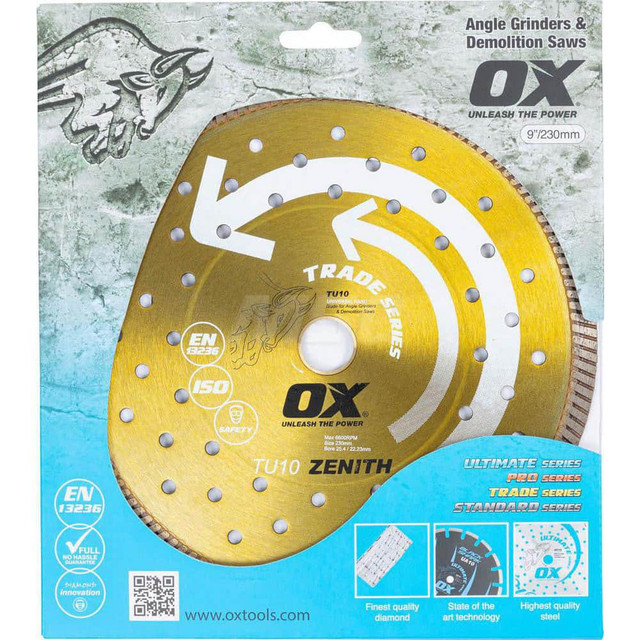 Ox Tools OX-TU10-9 Wet & Dry Cut Saw Blade: 9" Dia, 5/8 & 7/8" Arbor Hole