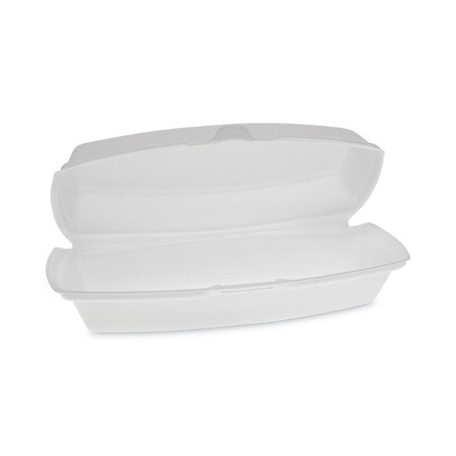 PACTIV EVERGREEN CORPORATION YTH100980000 Foam Hinged Lid Container, Single Tab Lock Hot Dog, 7.25" x 3" x 2", White, 504/Carton