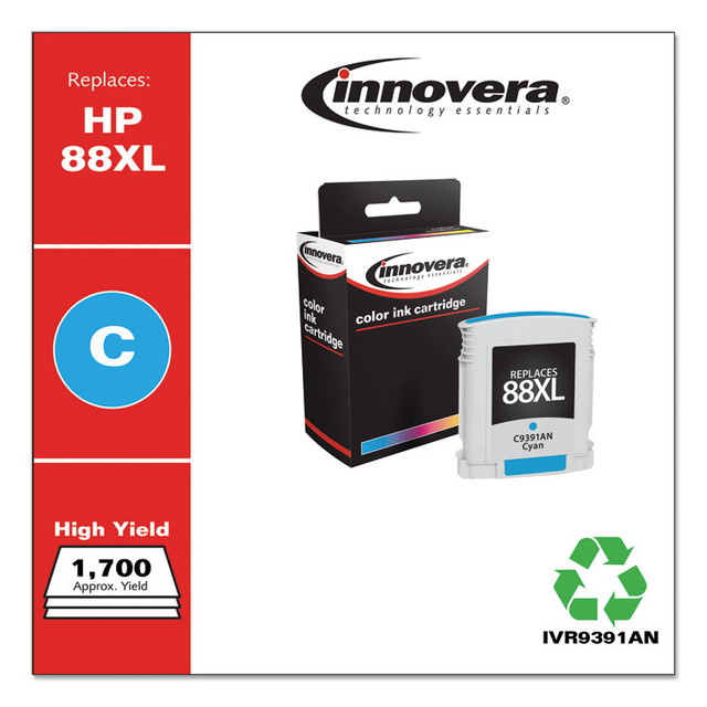 INNOVERA 9391AN Remanufactured Cyan High-Yield Ink, Replacement for 88XL (C9391AN), 1,700 Page-Yield