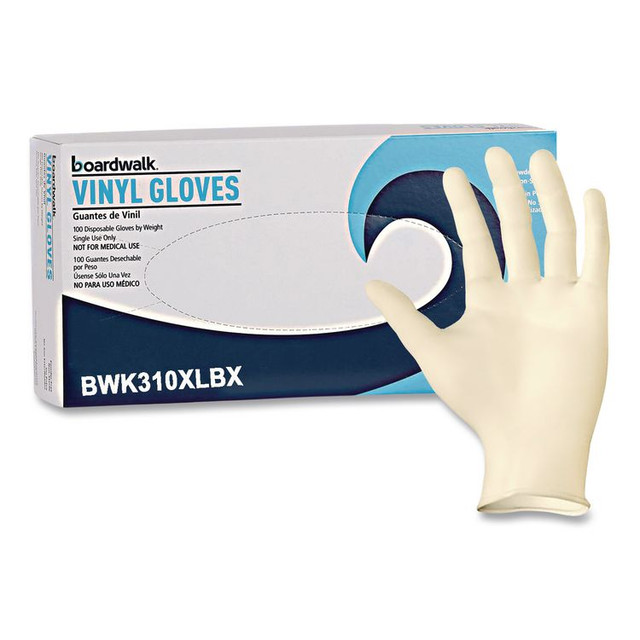 BOARDWALK 310XLCT Powder-Free Synthetic Examination Vinyl Gloves, X-Large, 5 mil Thick, 9.5" Long, Cream, 100/Box, 10 Boxes/Carton