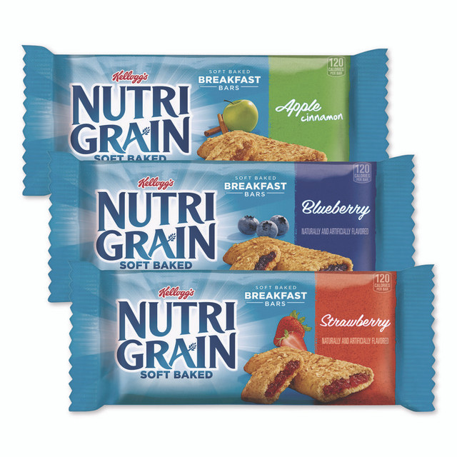KELLOGG'S 22000508 Nutri-Grain Soft Baked Breakfast Bars, Assorted, 1.3 oz Bar, 48/Carton