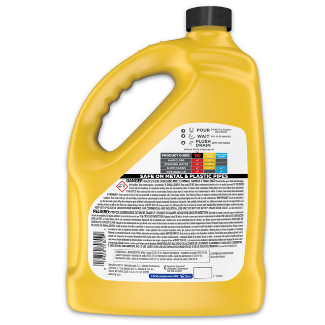 SC JOHNSON Drano® 696642EA Max Gel Clog Remover, Bleach Scent, 128 oz Bottle