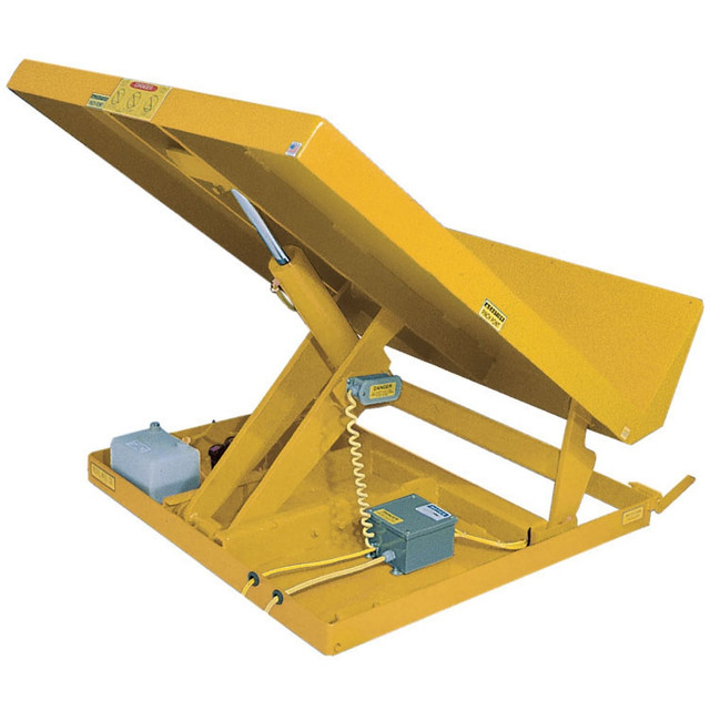 Vestil UNI-3648-2-YEL- Single Scissor Lift & Tilt Table: 2,000 lb Capacity, 40 ° Tilt Angle