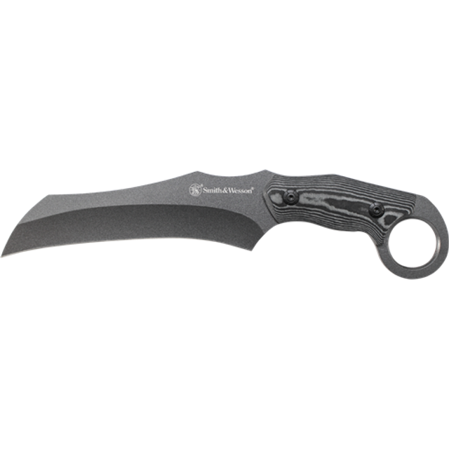 Smith & Wesson SWF5LM Large Drop Point Fixed Blade, Stainless Steel, Micarta Handle, Polyester Sheath w/Sharpening Stone