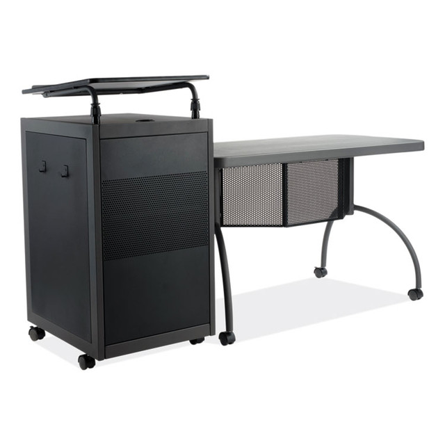 NATIONAL PUBLIC SEATING Oklahoma Sound® TWP Teacher's WorkPod Desk and Lectern Kit, 68" x 24" x 41", Charcoal Gray