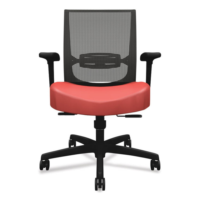 HON COMPANY CMY1ACU67 Convergence Mid-Back Task Chair, Synchro-Tilt and Seat Glide, Supports Up to 275 lb, Red Seat, Black Back/Base