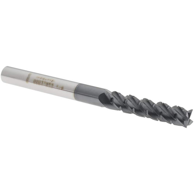 Accupro 12184982 Roughing & Finishing End Mill: 1/4" Dia, 4 Flutes, Square End, Chipbreaker, Solid Carbide
