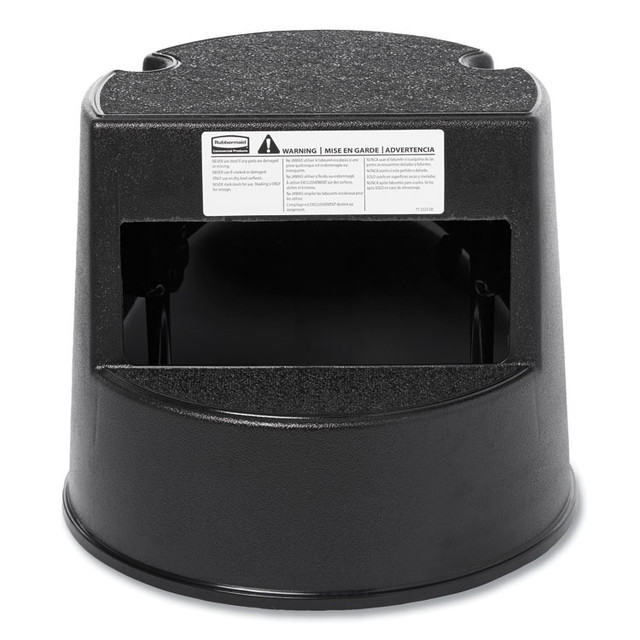 RUBBERMAID COMMERCIAL PROD. 252300BK Rolling Step Stool, Curved Design, 2-Step, Retracting Casters, 350 lb Capacity, 16" Diameter x 13.5"h, Black