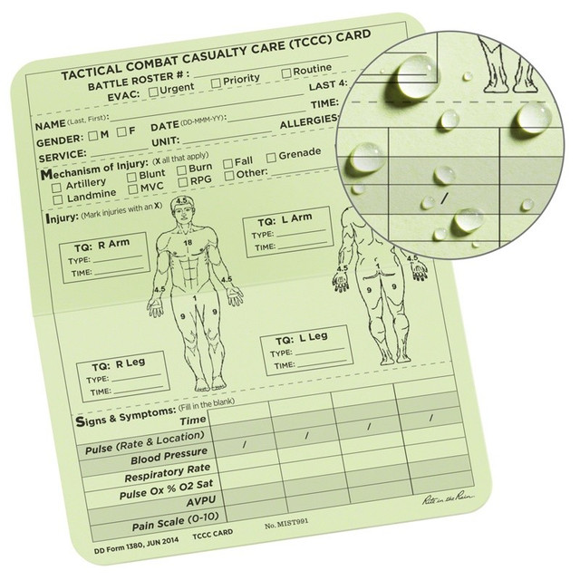 Rite in the Rain MIST991 TCCC/MIST Combat Cards
