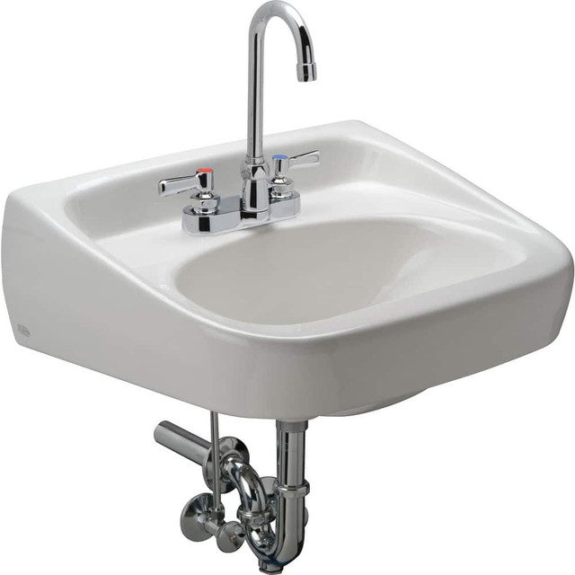 Zurn Z.L4.M Sinks; Type: Bathroom/Lavatory ; Mounting Location: Wall ; Number Of Bowls: 1 ; Material: Brass; Vitreous China ; Faucet Included: Yes ; Faucet Type: Manual